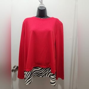 Mutiples L Blouse In Red With Zebra Bottom